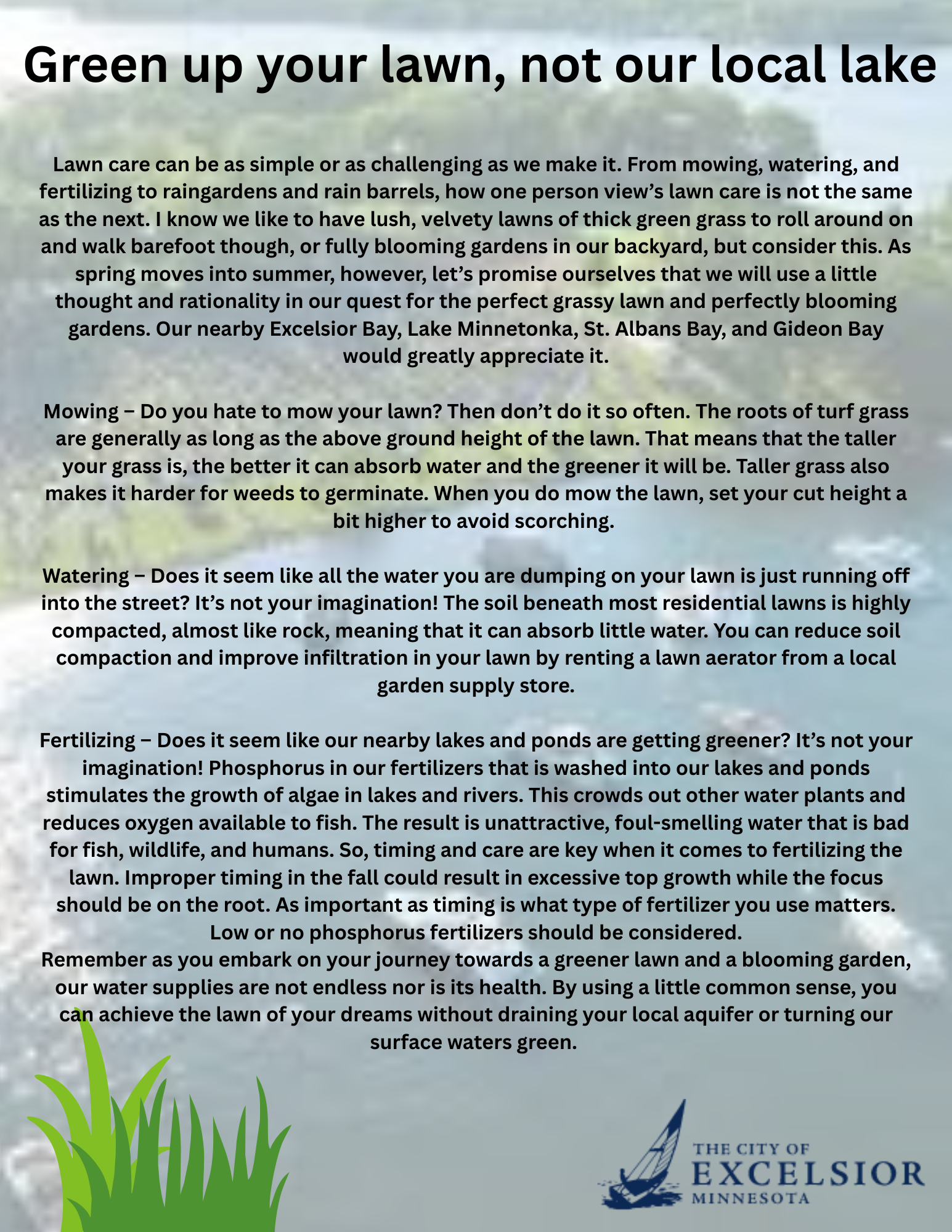 Green up your lawn, not our local lake